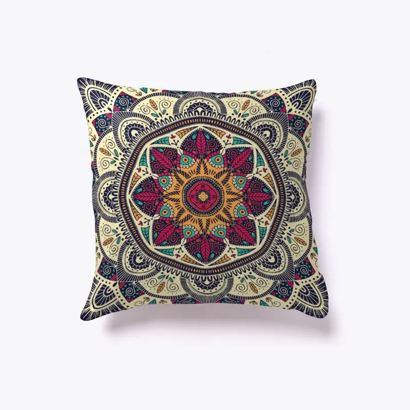 Mandala Style Pillow for Boho Décor